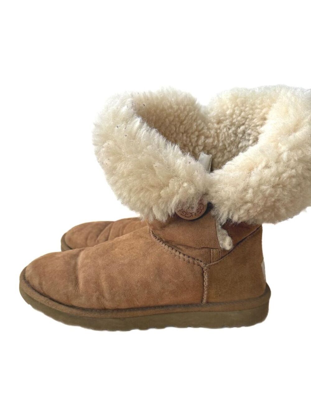 Ugg Bailey Button Chestnut Brown Boots Size 9